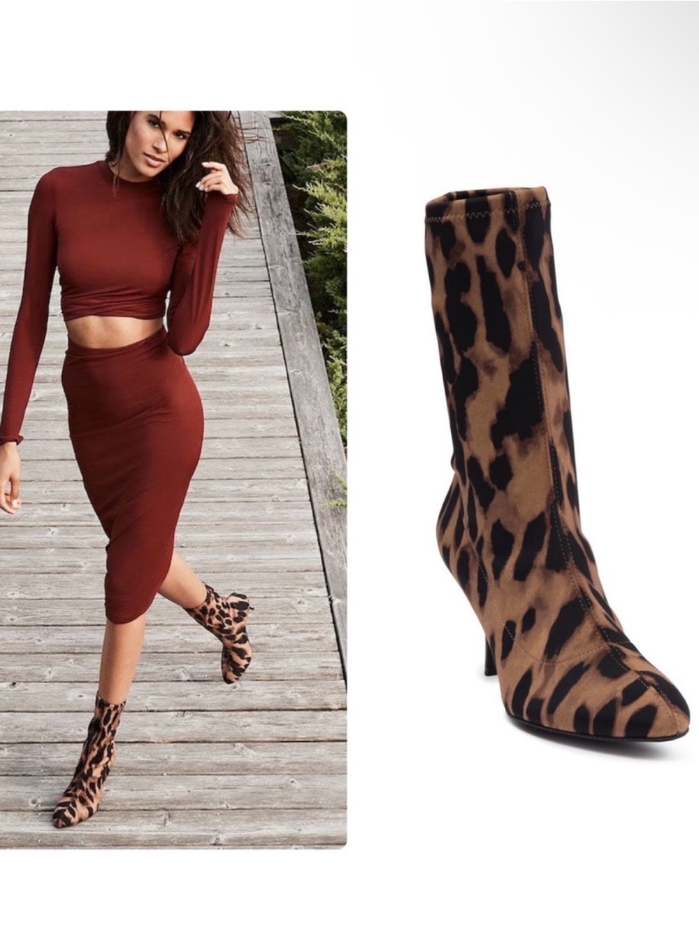 Stuart Weitzman Leopard Print Sock Boot - Women Size 6.5